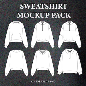 Sweatshirt Clothing Mockup Vector Pack Streetwear Tech Pack Templates Download Vector Files Illustrator Photoshop PNG for Procreate