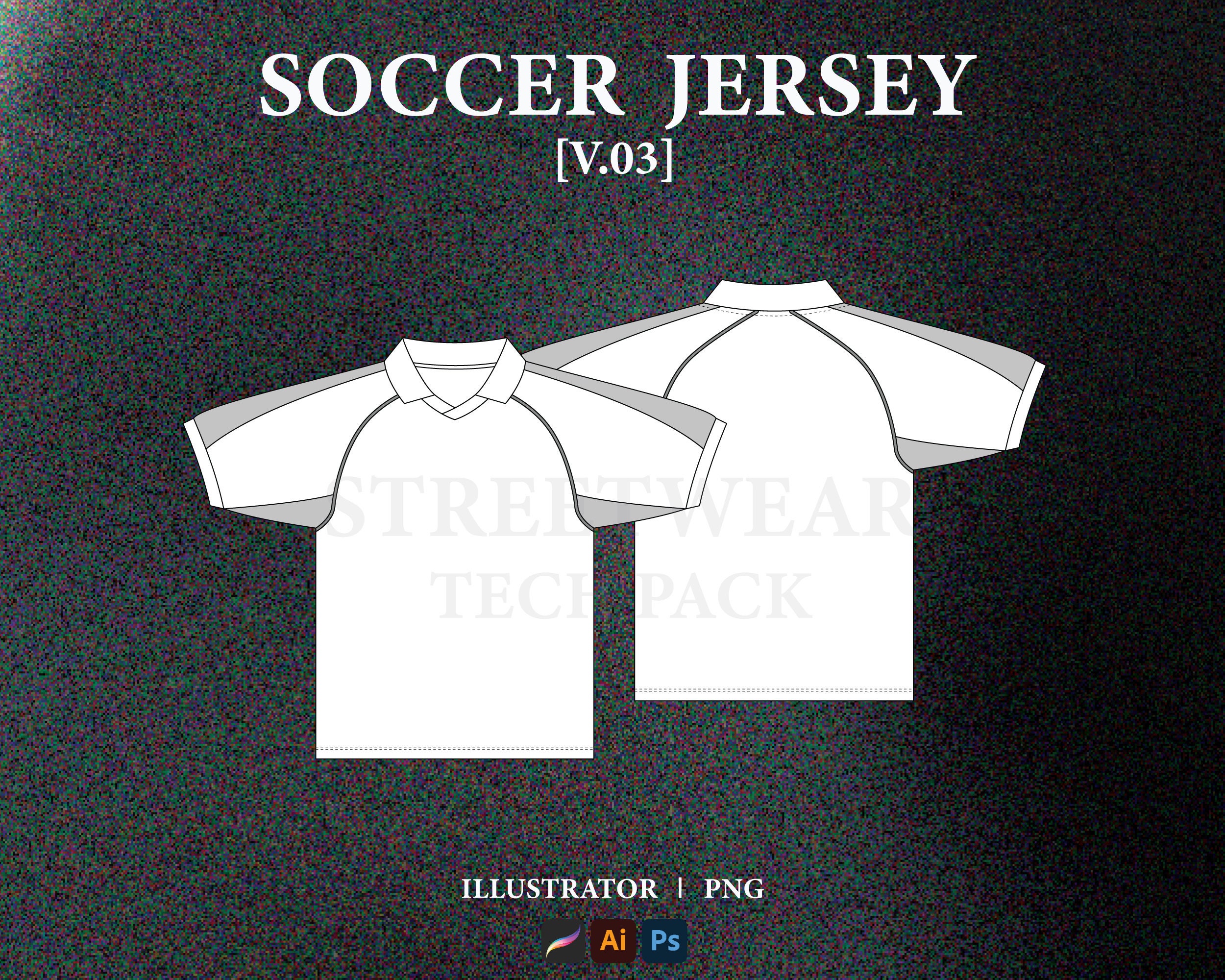 Football Shirt Mockup Streetwear Soccer Jersey Tech Pack Template Football Jersey Vector Mockup Clothing Technical Drawing Illustrator File