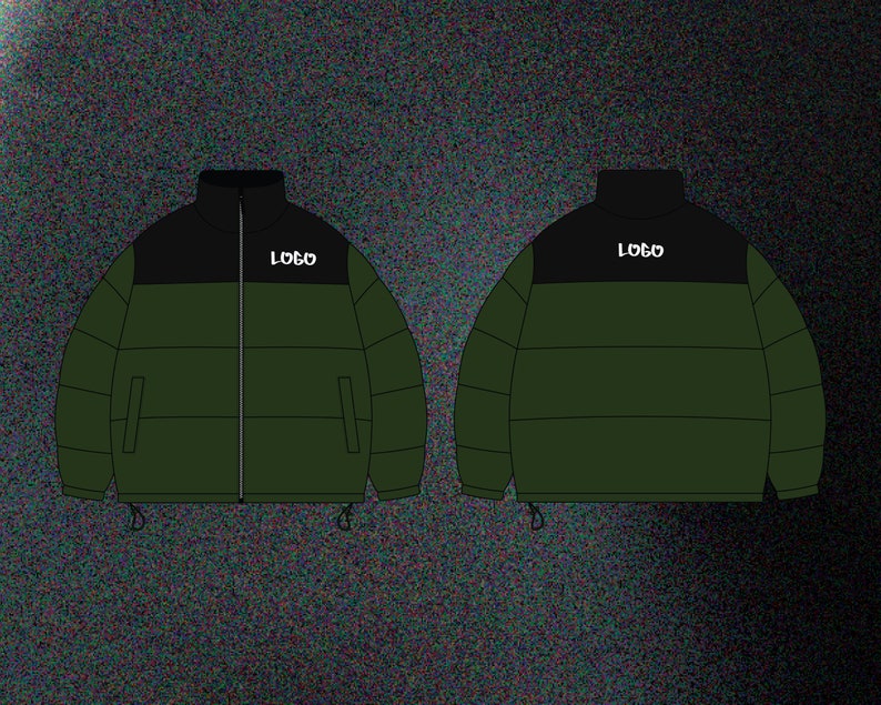 Streetwear Puffer Jacket Vector Mockup Streetwear Tech Pack Clothing ...