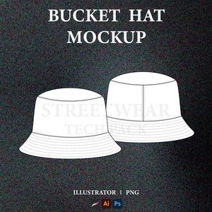 Streetwear Bucket Hat Tech Pack: Vector Mockup (AI & PNG)