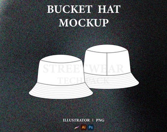 Pacchetto tecnico per cappelli da pescatore da strada: mockup vettoriale (AI e PNG)