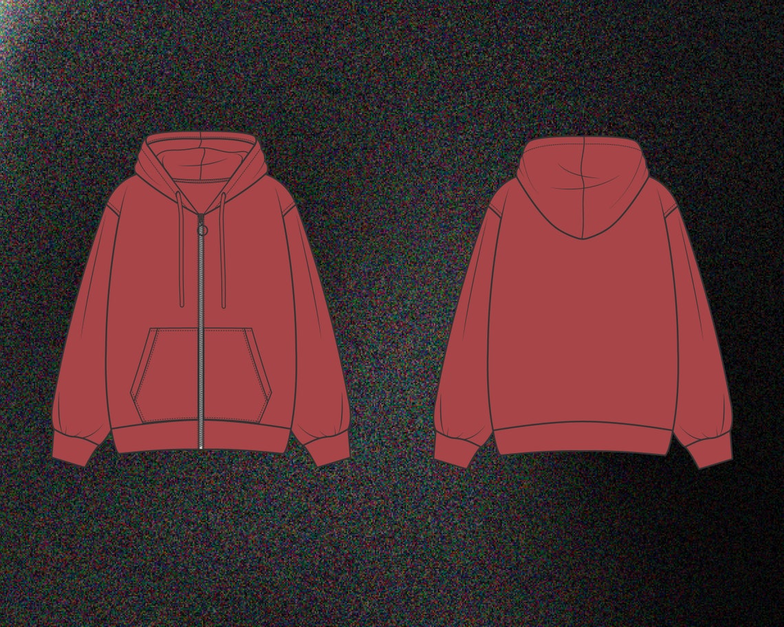 Zip up Hoodie Women Clothing Mockup Vector Streetwear Hoodie Tech Pack