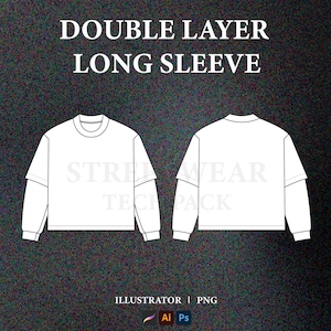 T Shirt Vector Mockup Streetwear T-Shirt Mockup Long sleeve T-Shirt Tech Pack Clothing Brand Mockup Fashion Technical Drawing Illustrator