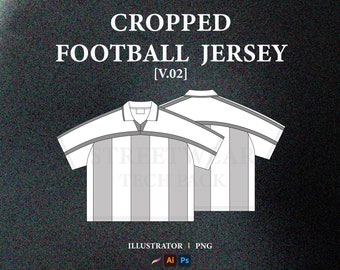 Streetwear Cropped Football Jersey Vector Mockup Streetwear Football Shirt Mockup Fashion Tech Pack Template Technical Drawing Illustrator