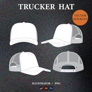 Trucker Hat Vector Mockup: Streetwear Tech Pack Template (AI, PNG)