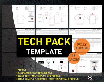 T-Shirt Tech Pack Template: Fashion Design Vector Mockup (Illustrator & PDF)