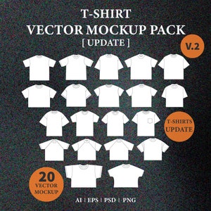 Streetwear T-shirt Vector Mockup Pack Template Streetwear Mockup Tech Pack Clothing Digital Files PNG for Procreate Illustrator Photoshop