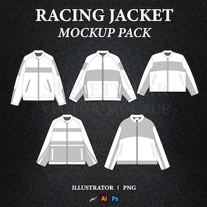 Pack de maquettes de vecteur de veste de course de motard Vêtements Modèle de pack technique streetwear Pack technique de vêtements de sport de mode Maquettes de veste de moto de course