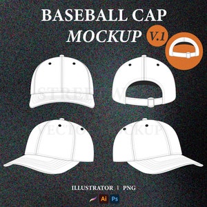 Baseball Cap Mockup Vector Baseball Hat Mockup Streetwear Tech Pack Hat Mockup Template Clothing Brand Fashion Technical Drawing Illustrator