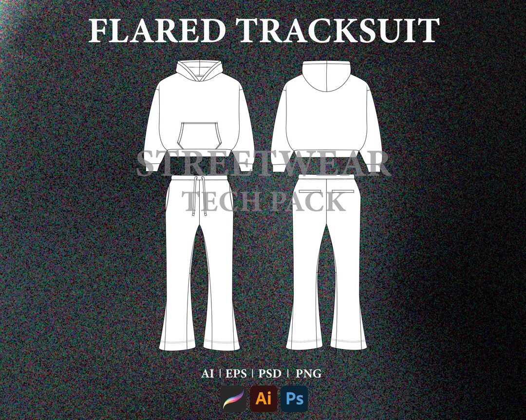Streetwear Tracksuit Vector Mockup Streetwear Tech Pack Clothing Design ...