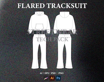 Streetwear Tracksuit Vector Mockup Streetwear Tech Pack Clothing Design Fashion Tech Pack Template Technical Drawing Illustrator File