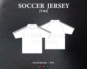 Streetwear Soccer Jersey Vector Mockup Streetwear Football Shirt Mockup Design Fashion Tech Pack Template Technical Drawing Illustrator File
