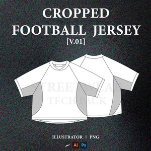Cropped Football Jersey Vector Mockup Soccer Jersey Tech Pack Streetwear Football Shirt Mockup Clothing Brand Technical Drawing Illustrator