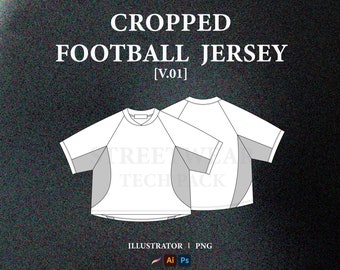 Cropped Football Jersey Vector Mockup Soccer Jersey Tech Pack Streetwear Football Shirt Mockup Clothing Brand Technical Drawing Illustrator