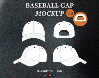 V.2 Baseball Cap Vector Mockup: Streetwear Tech Pack (AI, PNG)