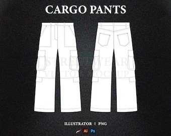 Maqueta de pantalones cargo: Plantilla vectorial de ropa urbana (descarga digital)