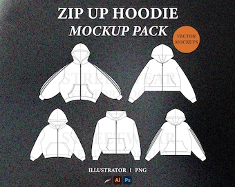 Zip Up Hoodie Mockup: Streetwear Vector Tech Pack (AI, PNG)