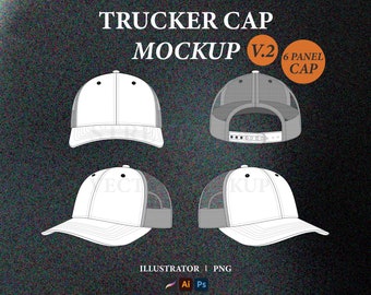 Trucker Cap Mockup Vector: Streetwear Fashion Tech Pack (AI, PNG)