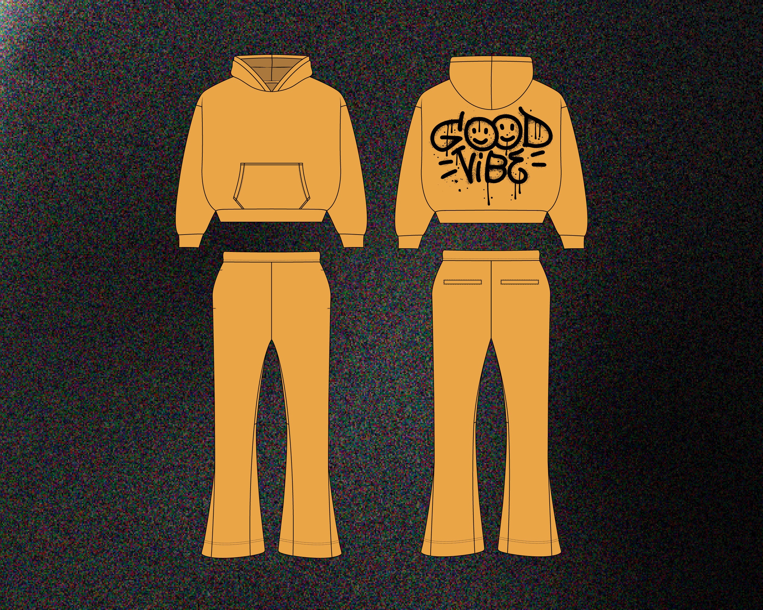 Streetwear Tracksuit Vector Mockup Flared Joggers Mockup Tech Pack