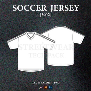 Mockup Soccer Jersey Tech Pack Streetwear Football Jersey Vector Mockup Fashion Tech Pack Template Technical Drawing Illustrator File