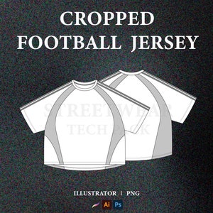 Cropped Football Jersey Mockup Vector Streetwear Soccer Jersey Tech Pack Football Shirt Fashion Tech Pack Technical Drawing Illustrator File
