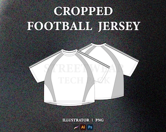 Cropped Football Jersey Mockup Vector Streetwear Soccer Jersey Tech Pack Football Shirt Fashion Tech Pack Technical Drawing Illustrator File