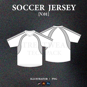 Football Jersey Mockup Vector Streetwear Soccer Jersey Tech Pack Template Football Shirt Mockup Design Technical Drawing Illustrator File