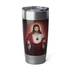Sacred Heart Jesus Christ Tumbler, 20oz Stainless Steel Travel Mug, Inspirational Gift, Faith-Inspired Drinkware, Jesus Design Cup