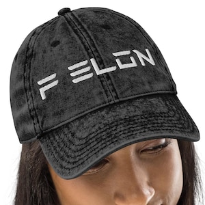 F ELON Vintage Dad Hat – Embroidered Tech Parody Cap, Anti Musk Hat, Political Satire Twill Cap, Adjustable Washed Cotton Hat