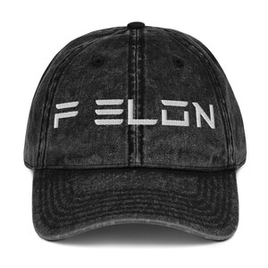 F ELON Vintage Dad Hat – Embroidered Tech Parody Cap, Anti Musk Hat, Political Satire Twill Cap, Adjustable Washed Cotton Hat