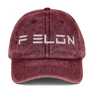 F ELON Vintage Dad Hat – Embroidered Tech Parody Cap, Anti Musk Hat, Political Satire Twill Cap, Adjustable Washed Cotton Hat