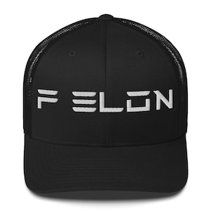 F ELON Trucker Hat – Embroidered Tech Parody Cap, Anti Musk Hat, Political Satire Mesh Back Cap, Adjustable Snapback Statement Hat