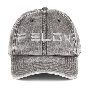 F ELON Vintage Dad Hat – Embroidered Tech Parody Cap, Anti Musk Hat, Political Satire Twill Cap, Adjustable Washed Cotton Hat