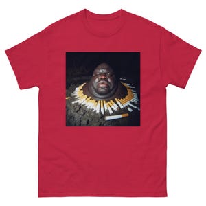 Gumbo Slice Funny Meme T-Shirt | Black Guy in Swamp Surrounded by Cigarettes | Viral Humor Tee | Unique Meme Merch