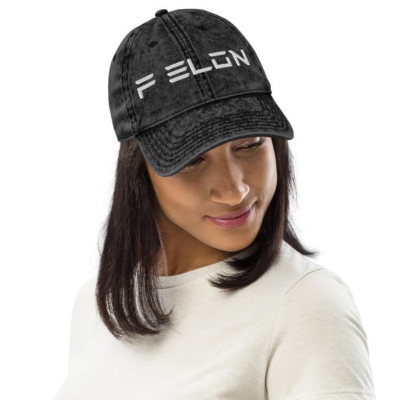 F ELON Vintage Dad Hat – Embroidered Tech Parody Cap, Anti Musk Hat, Political Satire Twill Cap, Adjustable Washed Cotton Hat