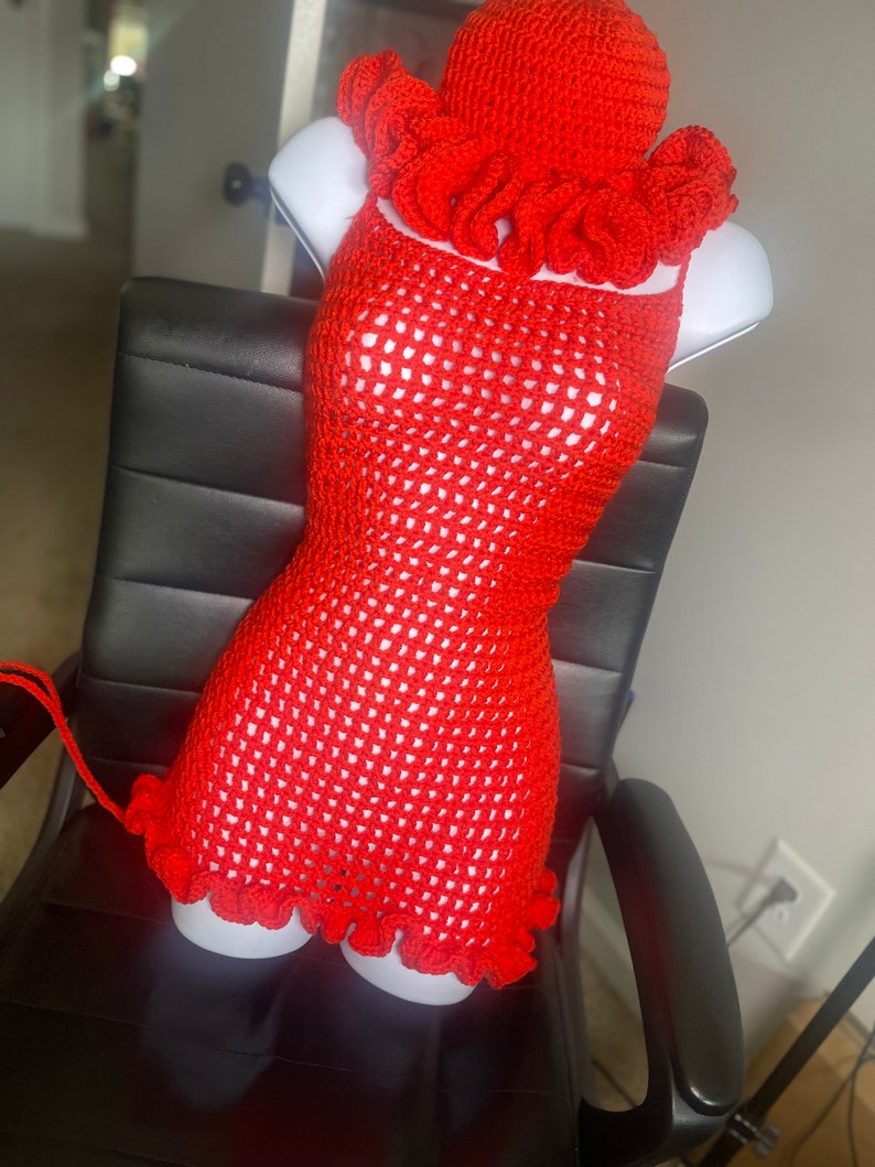 Ava Ruffle-Trim Hand-Crochet Dress in Rose main image 0
