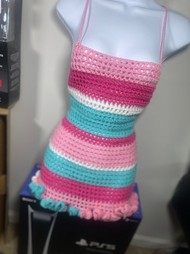 Crochet Waist Ruffle Hem Dress