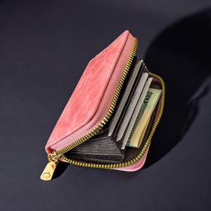 Cartera para tarjetas con cremallera para mujer, diseño compacto y duradero para mujeres con múltiples compartimentos para tarjetas y efectivo.