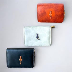 Tarjetero con cremallera y detalle de gato colorido, tarjetero con bonito gato, cartera sencilla con cremallera para mujer, regalo para amantes de los gatos, regalo para mamá gata