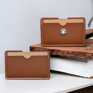 Vegan Leather Slim Card Holder: Unique Star Wallet
