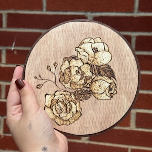 Floral Wood Burned Art