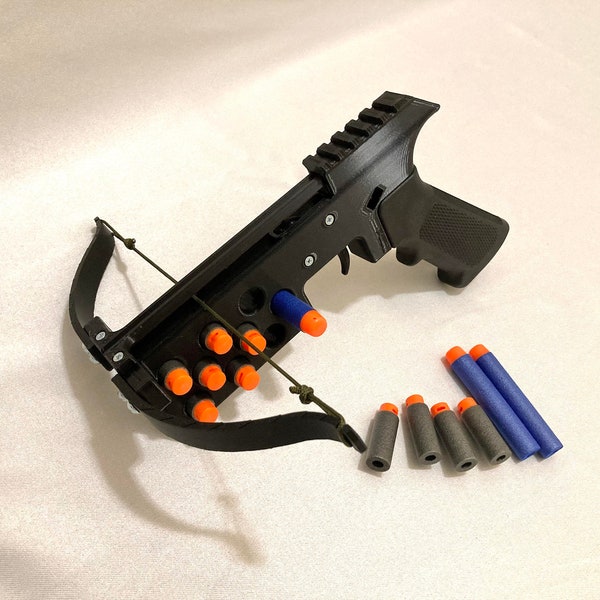3D printed Foam Dart Crossbow Pistol. Half-length darts, Full-length darts, medieval crossbow, AR-15 pistol grip, office toy, blaster