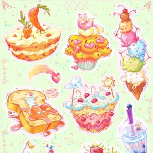 Niedliche Desserts Liebhaber Aufkleber Blatt, Matte Vinyl lebendige Farbe, Laptop Journal Kalender Koch Buch Planer, das beste Geschenk für Food-Liebhaber Selbstgemacht