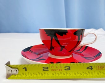 Boss Babe - Ruben Toledo for Nordstrom Bright Red High Heels Modern Teacup and Saucer