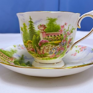 Royal Albert Kentish Rockery fine bone china teacup and saucer. Cottagecore.