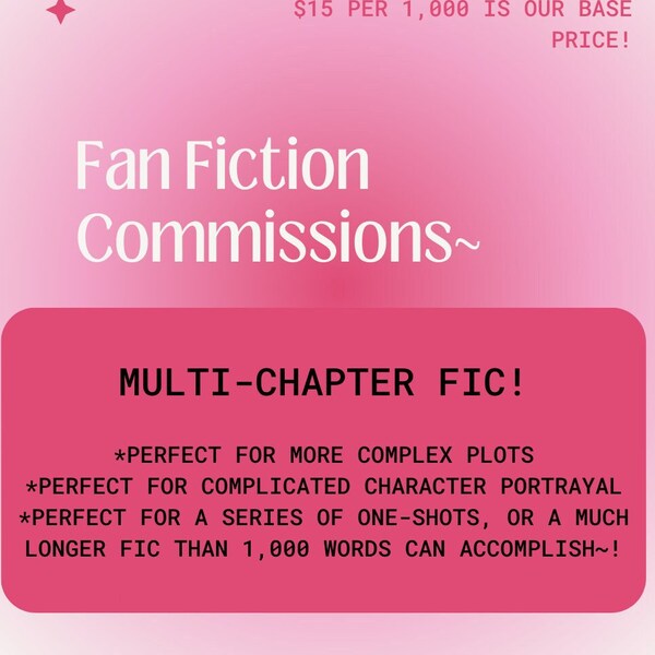 Multi-Chapter FanFic Commissions~! [5k word count to 8k word count]