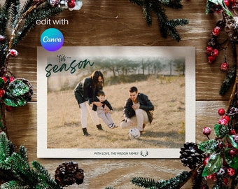 Editable Minimalist Holiday Card Canva Template