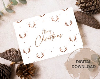 Merry Christmas Card – Digital Download – Printable 7x5 Holiday Card