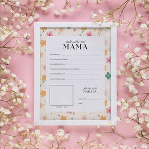 Dia de las Madres Actividad | "Todo sobre mi mama" Fill-in-the-Blank + Portrait Page | Mother's Day worksheet | Instant Download