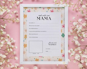 Dia de las Madres Actividad | "Todo sobre mi mama" Fill-in-the-Blank + Portrait Page | Mother's Day worksheet | Instant Download